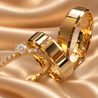 Par De Aliancas Chanfrada 10 Gramas 6Mm Com Revestimento Duplo Ouro18K Garantia Eterna