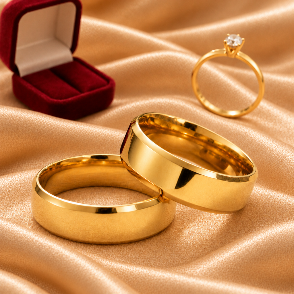 Par Alianca Casamento Ouro 10K 6Mm 10 Gramas Par M2