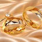 Combo Alianca Tradicional 6Mm Solitario Liso Revestidas A Ouro 18K 1