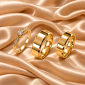 Combo Alianca Casamento Ouro 12K 6Mm 10 Gramas Par W5 Solitario Cravejado
