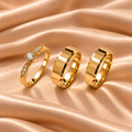 Combo Alianca Casamento Ouro 12K 8Mm 15 Gramas Par W10 Solitario Cravejado