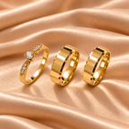Combo Alianca Casamento Ouro 12K 8Mm 15 Gramas Par W10 Solitario Cravejado