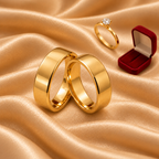 Combo Alianca Casamento Ouro 10K 8Mm 15 Gramas Par M46 Solitario liso