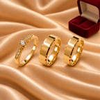 Combo Alianca Casamento Ouro 10K 8Mm 15 Gramas Par M45 Solitario Cravejado
