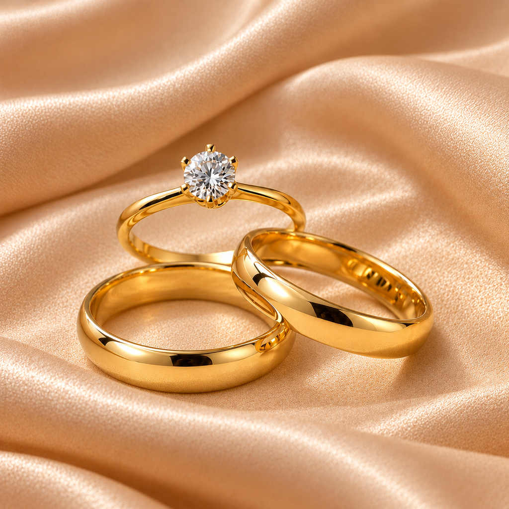 Par Alianca Casamento Ouro 12K 4Mm 6 Gramas O Par W2